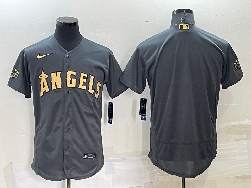 Men's Los Angeles Angels Blank 2022 All-star Charcoal Flex Base Stitched Jersey